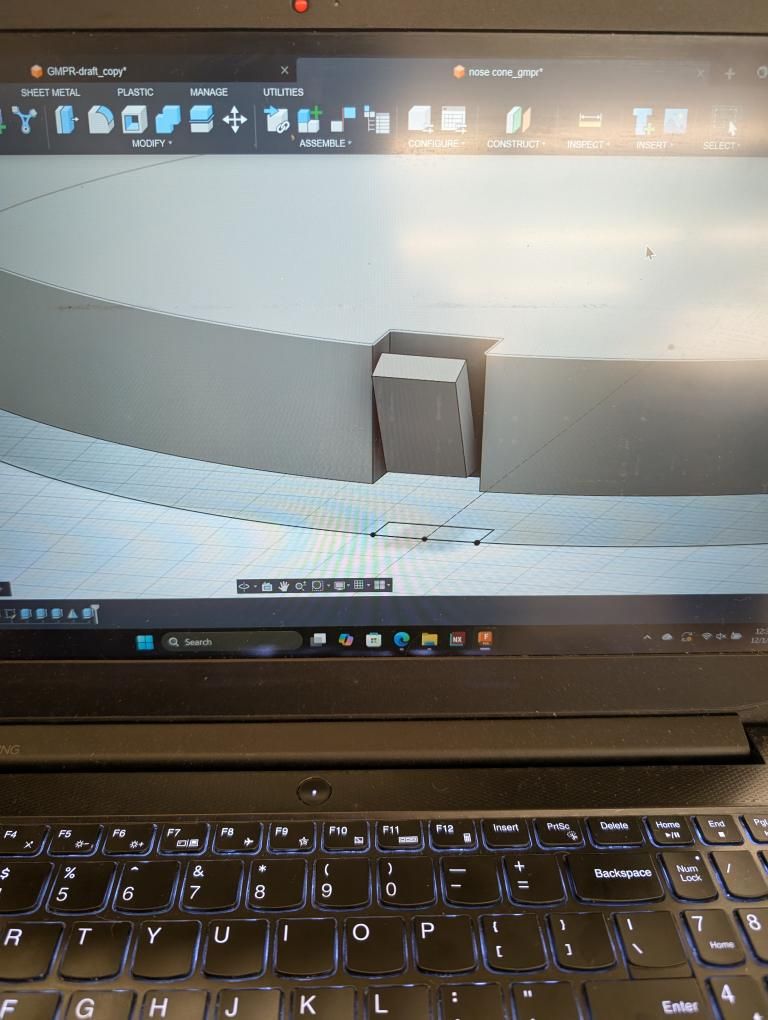 CAD of the nose cone cap slit design