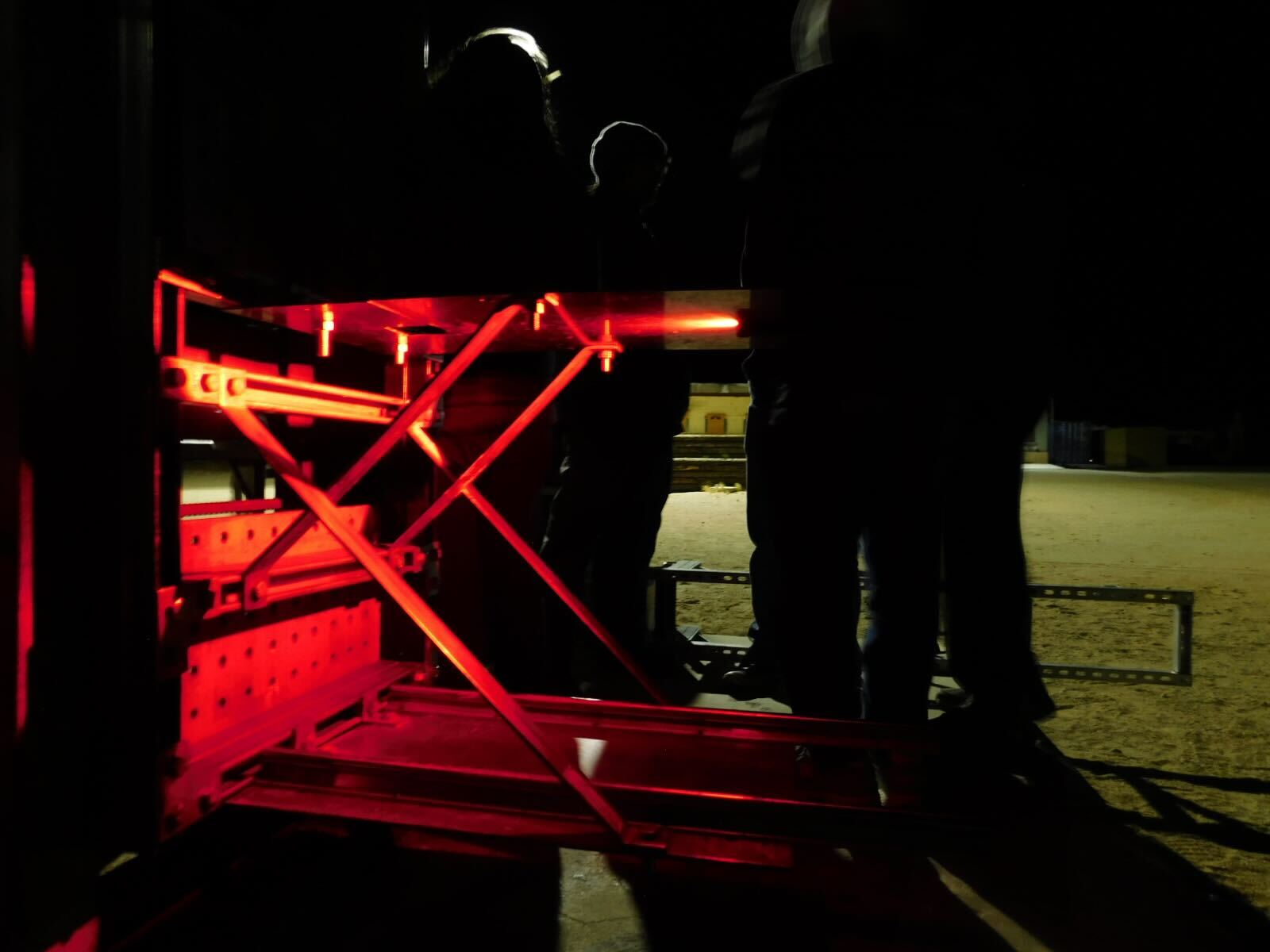 Red light during test stand operations at the static fire site